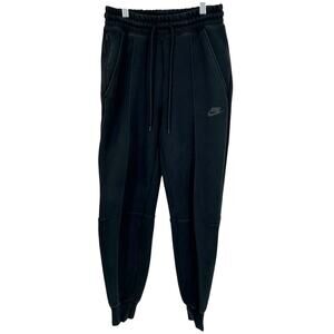Women's Black Nike Sportswear Tech Fleece Mid-Rise Ribbed Joggers XS FB8330-010